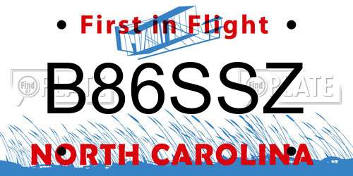 B86SSZ North Carolina License Plate