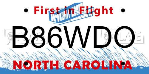 B86WDO North Carolina License Plate