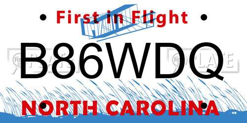 B86WDQ North Carolina License Plate