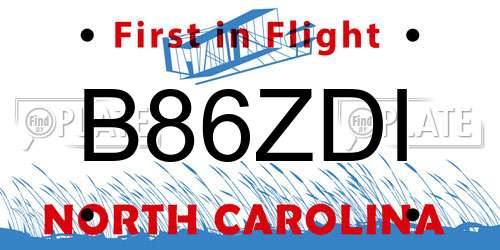B86ZDI North Carolina License Plate