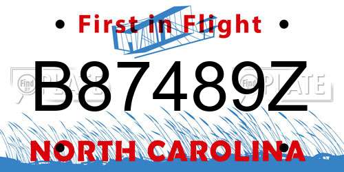B87489Z North Carolina License Plate