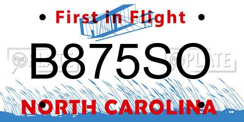B875SO North Carolina License Plate