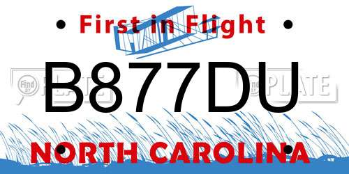 B877DU North Carolina License Plate