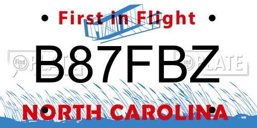 B87FBZ North Carolina License Plate