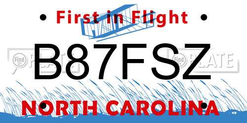 B87FSZ North Carolina License Plate