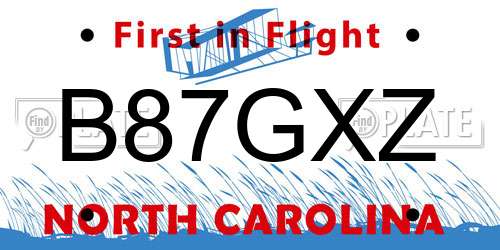 B87GXZ North Carolina License Plate