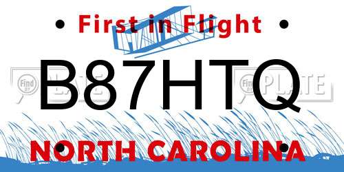 B87HTQ North Carolina License Plate