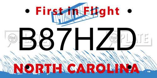 B87HZD North Carolina License Plate