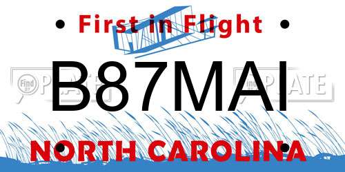 B87MAI North Carolina License Plate