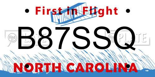 B87SSQ North Carolina License Plate