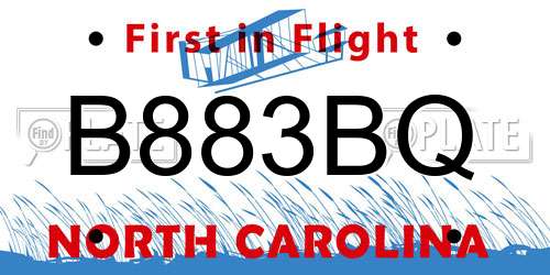 B883BQ North Carolina License Plate