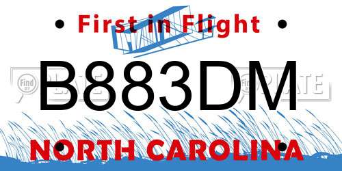 B883DM North Carolina License Plate