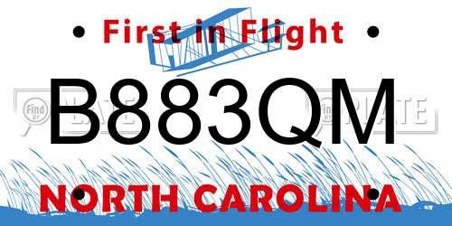 B883QM North Carolina License Plate