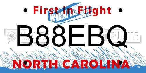 B88EBQ North Carolina License Plate