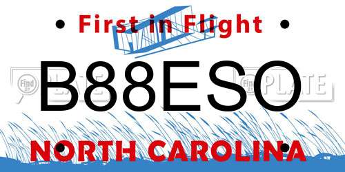 B88ESO North Carolina License Plate