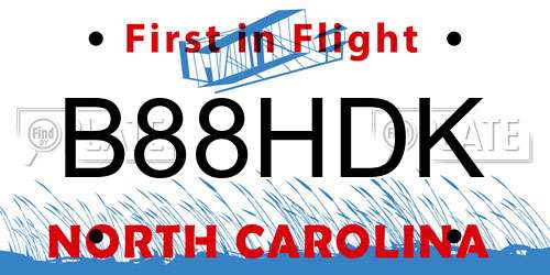 B88HDK North Carolina License Plate