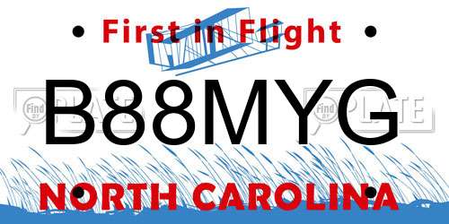 B88MYG North Carolina License Plate