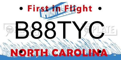 B88TYC North Carolina License Plate
