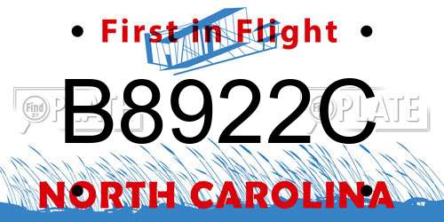 B8922C North Carolina License Plate