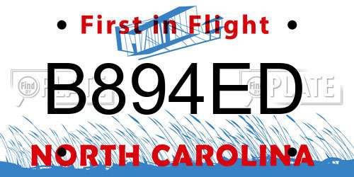 B894ED North Carolina License Plate