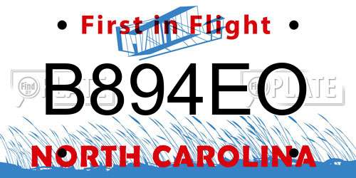B894EO North Carolina License Plate