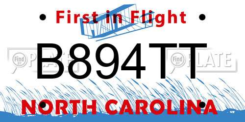 B894TT North Carolina License Plate