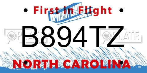 B894TZ North Carolina License Plate