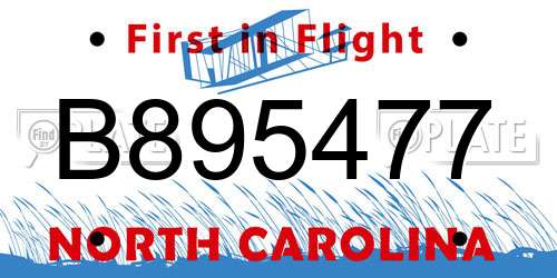 B895477 North Carolina License Plate
