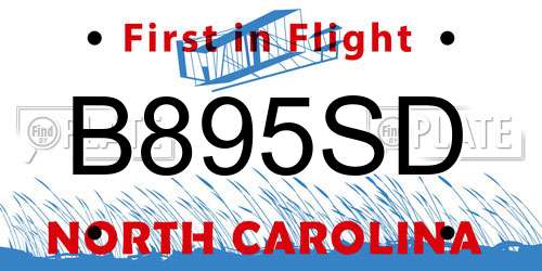 B895SD North Carolina License Plate