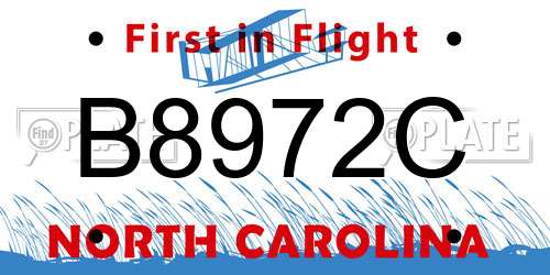 B8972C North Carolina License Plate