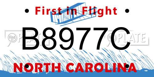 B8977C North Carolina License Plate