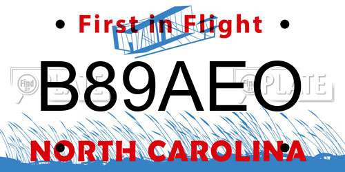 B89AEO North Carolina License Plate