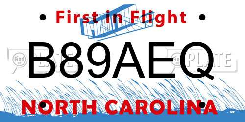 B89AEQ North Carolina License Plate