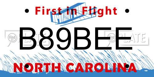 B89BEE North Carolina License Plate