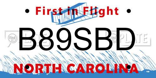 B89SBD North Carolina License Plate