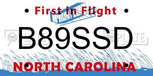 B89SSD North Carolina License Plate