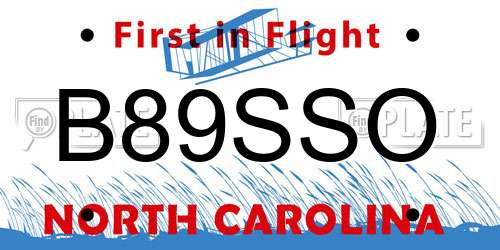 B89SSO North Carolina License Plate