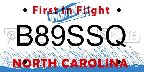 B89SSQ North Carolina License Plate