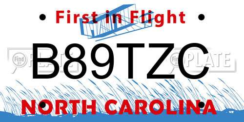 B89TZC North Carolina License Plate