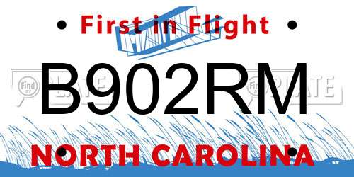 B902RM North Carolina License Plate