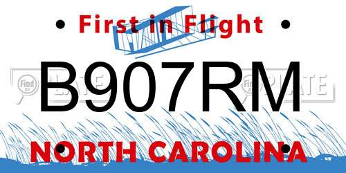B907RM North Carolina License Plate