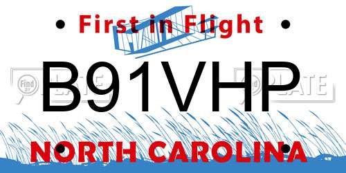 B91VHP North Carolina License Plate