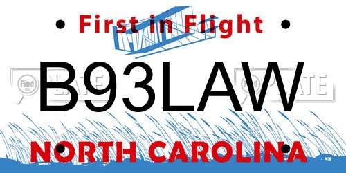 B93LAW North Carolina License Plate