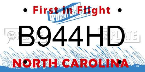 B944HD North Carolina License Plate