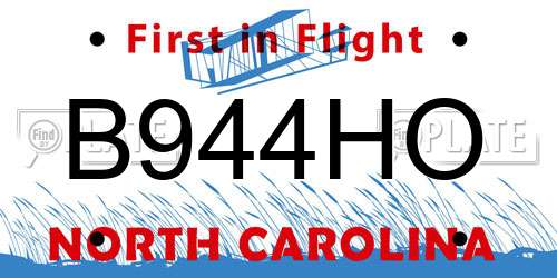 B944HO North Carolina License Plate