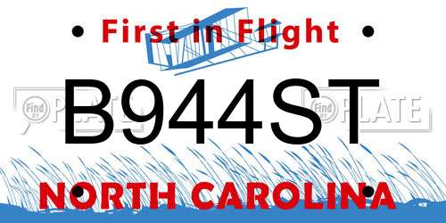 B944ST North Carolina License Plate