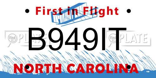 B949IT North Carolina License Plate