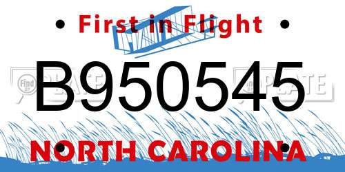 B950545 North Carolina License Plate