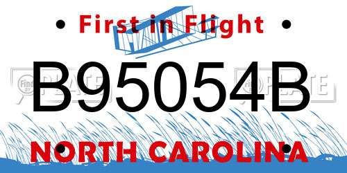 B95054B North Carolina License Plate