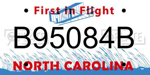 B95084B North Carolina License Plate